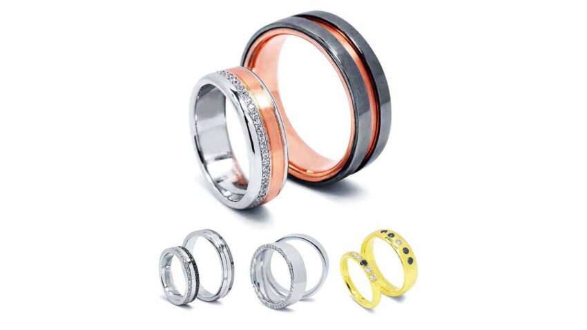 Egyedi tervezésű arany karikagyűrűk - White and Black